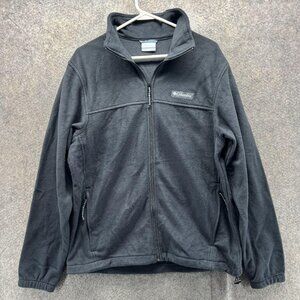 Columbia Fleece Jacket Mens Medium Gray Full Zip Stand Collar Outdoor Hiking
